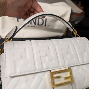 White Embossed Shoulder Bag